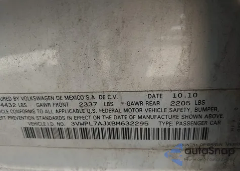 2011 Volkswagen Jetta Sportwagen 2.0L Tdi из США, поврежденный, VIN 3VWPL7AJXBM632295